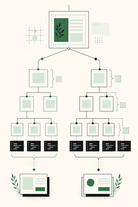 Two selector trees showing how native CSS nesting and Sass can diverge.